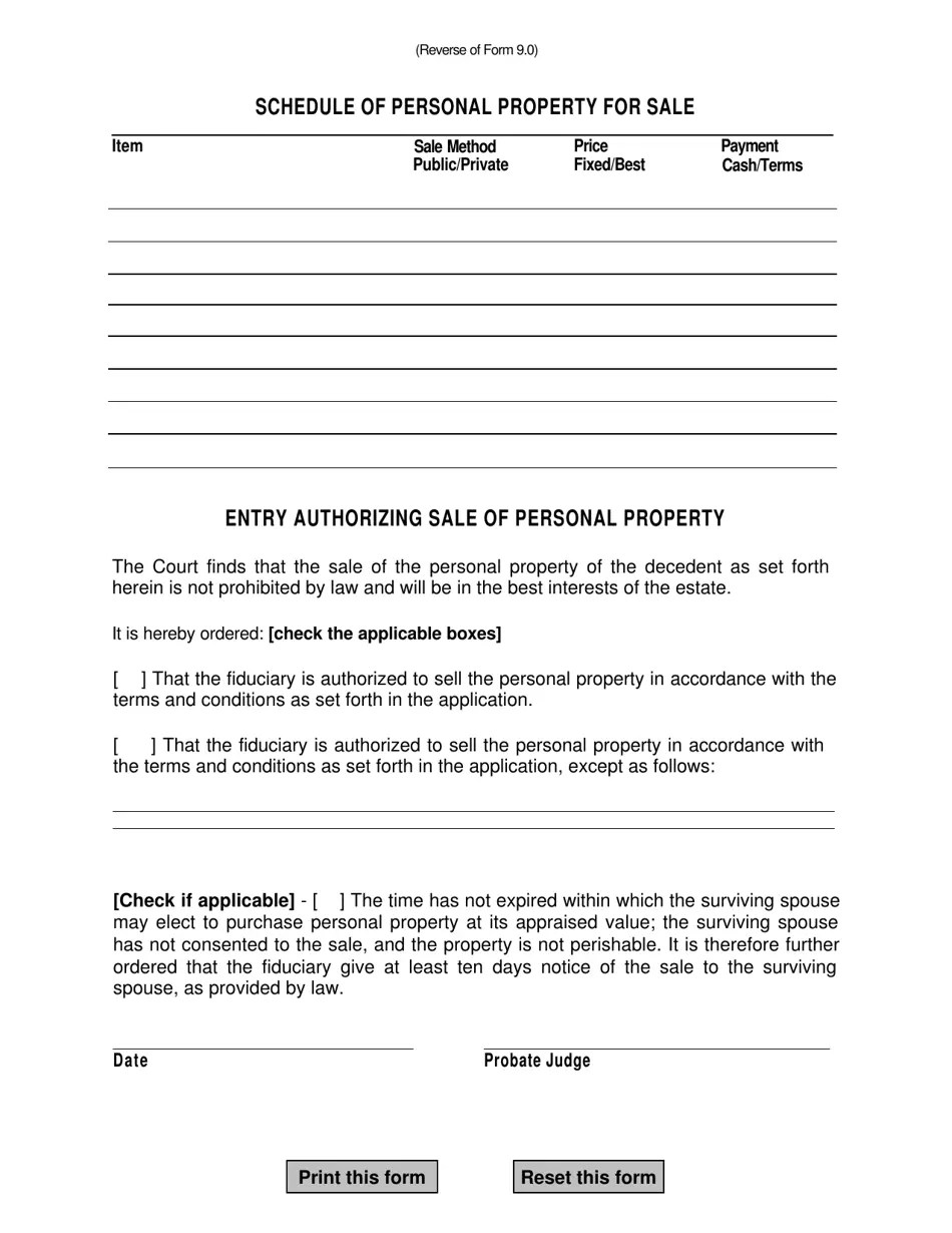 Form 9.0 Fill Out, Sign Online and Download Fillable PDF, Warren