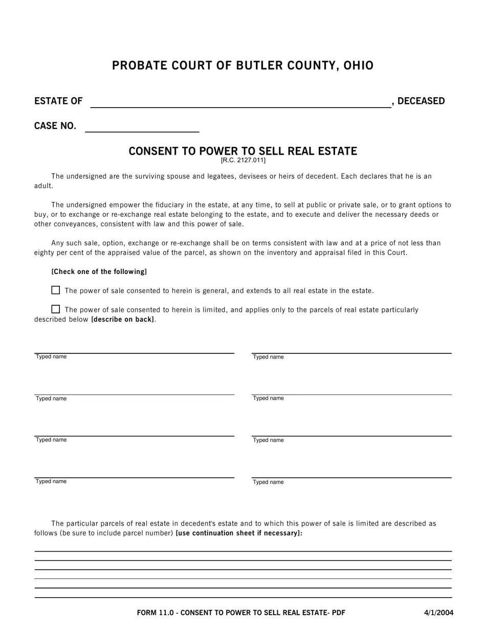 Form 11.0 Fill Out, Sign Online and Download Fillable PDF, Butler