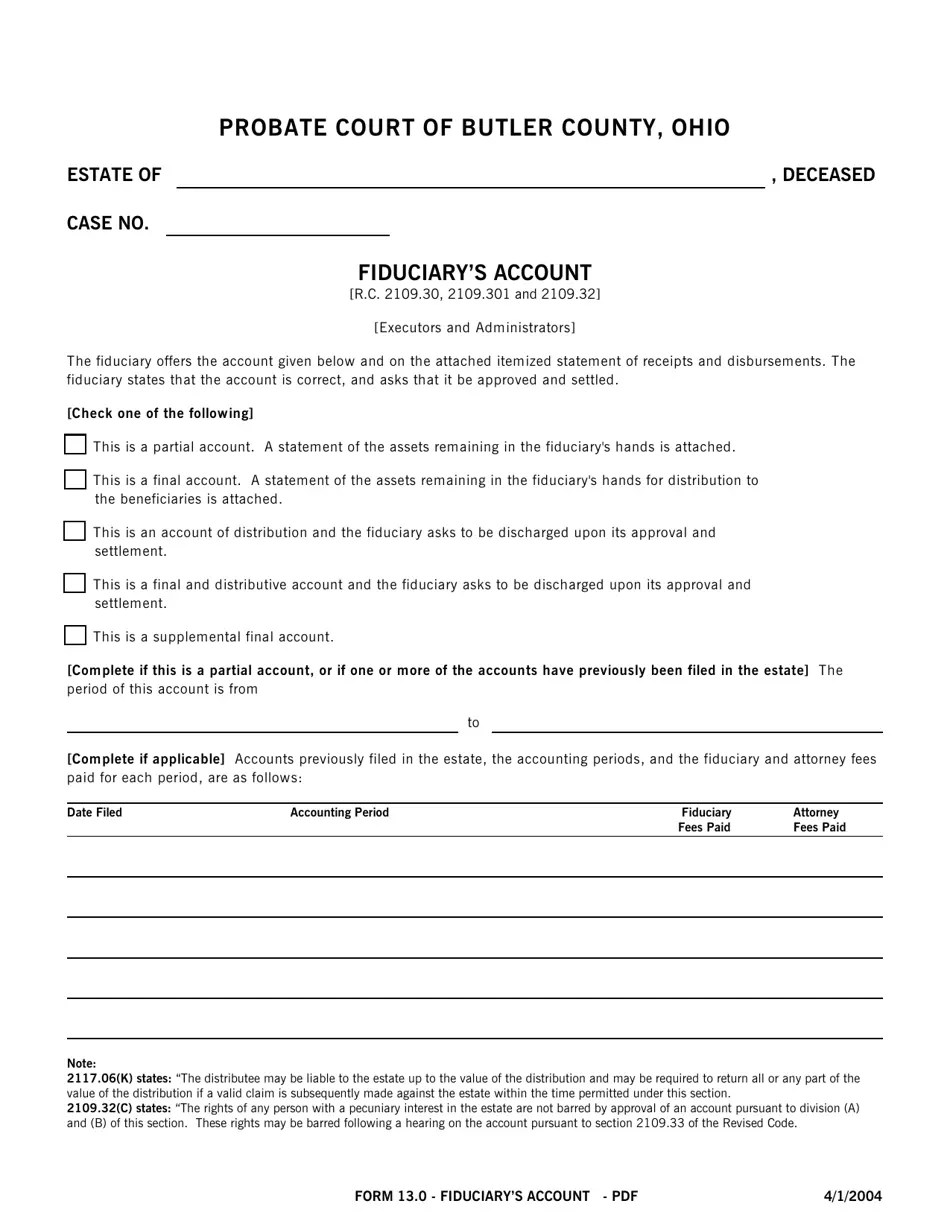 Form 13.0 Fill Out, Sign Online and Download Fillable PDF, Butler