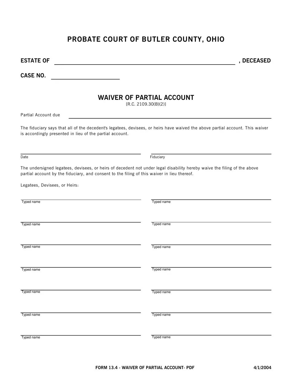 Form 13.4 Fill Out, Sign Online and Download Fillable PDF, Butler