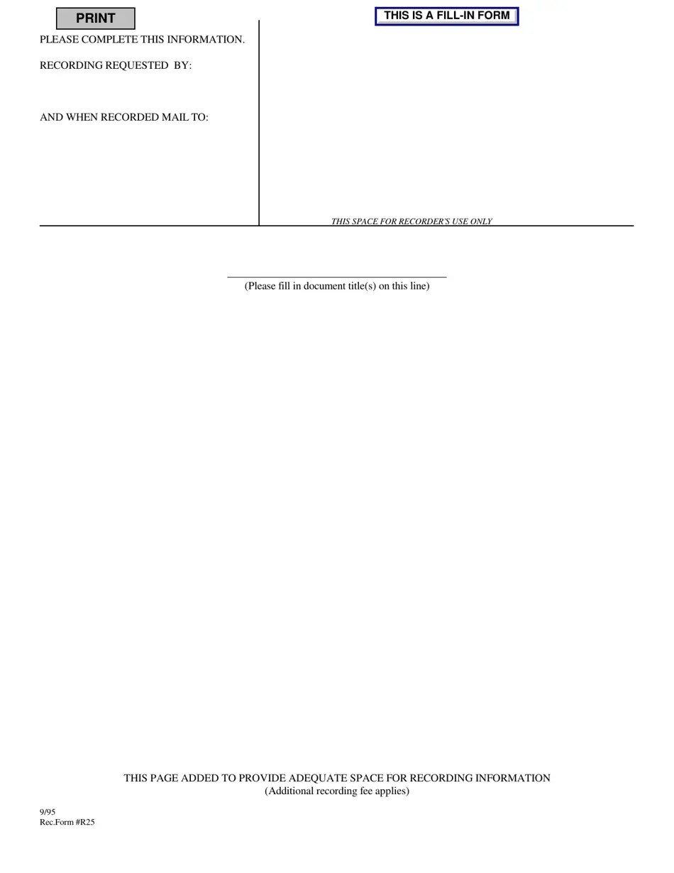 Rec Form R25 Fill Out, Sign Online and Download Fillable PDF, County