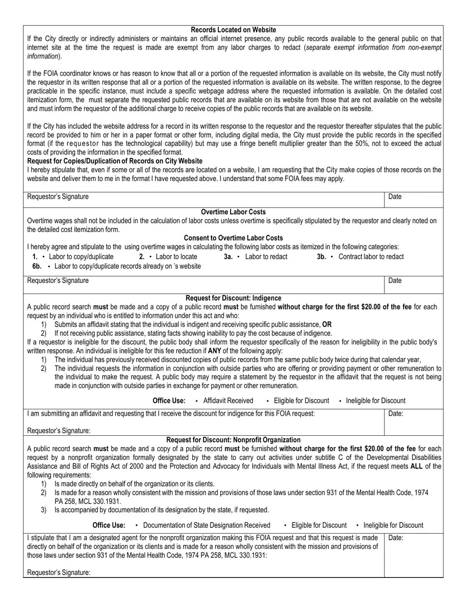 City of Marshall, Michigan Foia Request for Public Records Fill Out, Sign Online and Download