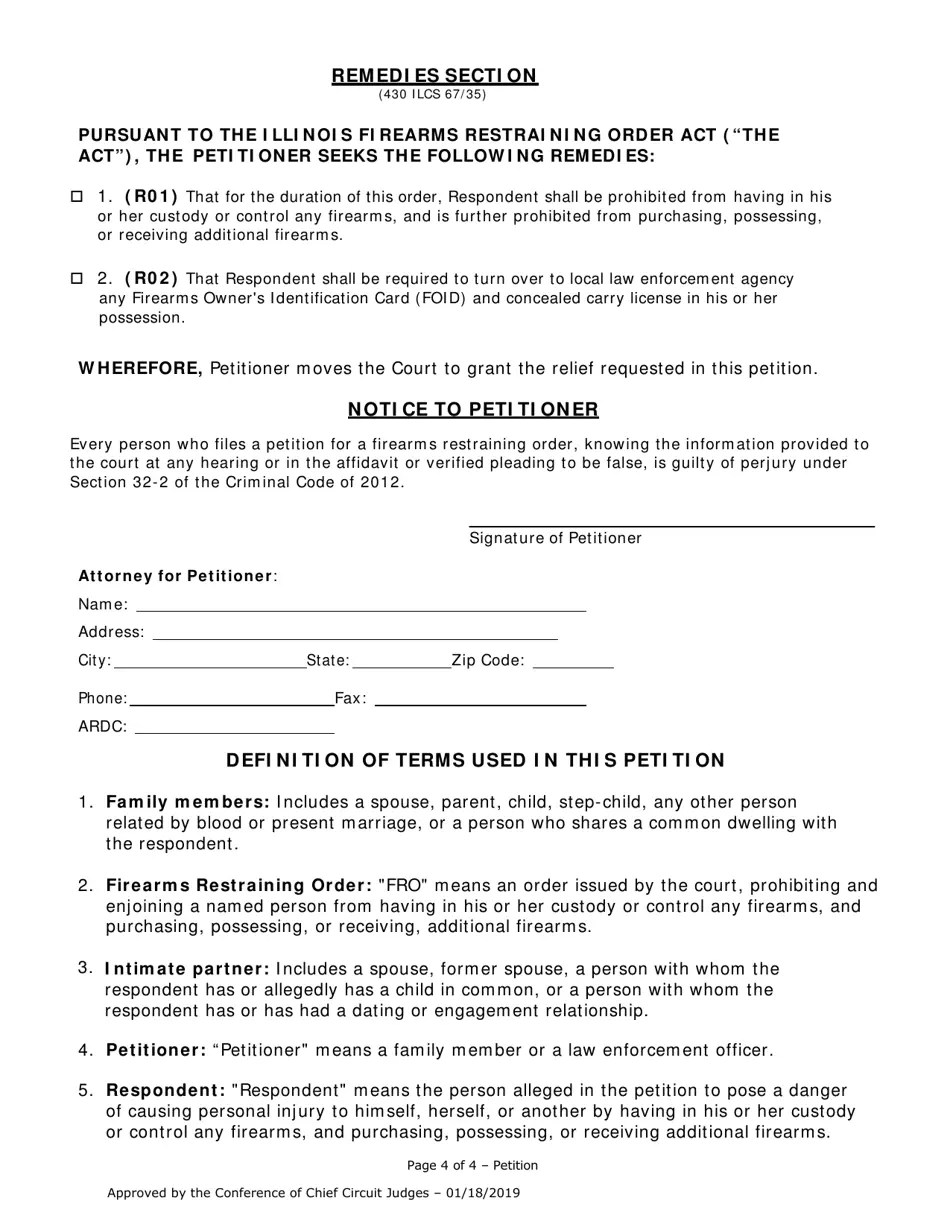 Lake County, Illinois Verified Petition for Firearms Restraining Order