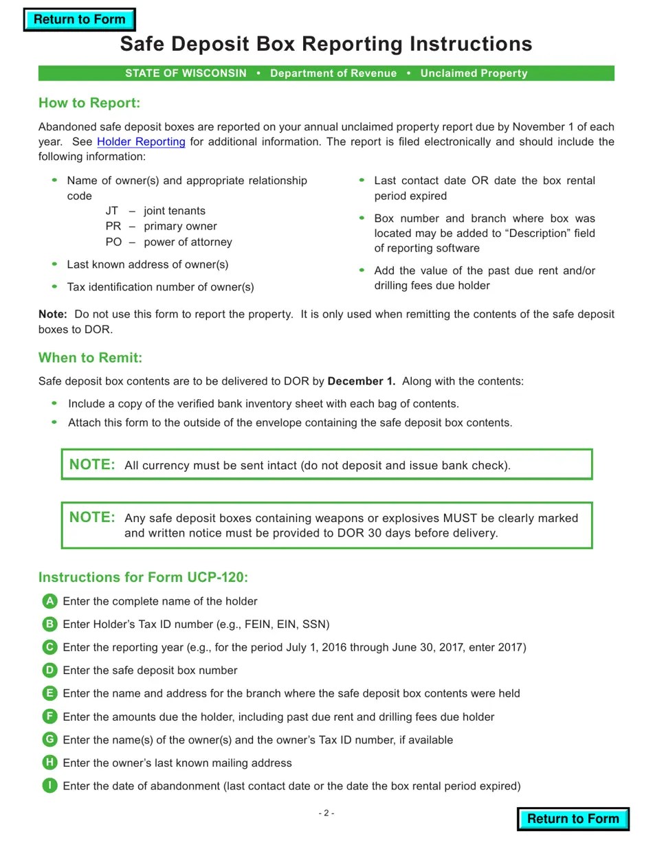 Form UCP120 Download Fillable PDF or Fill Online Unclaimed Safe