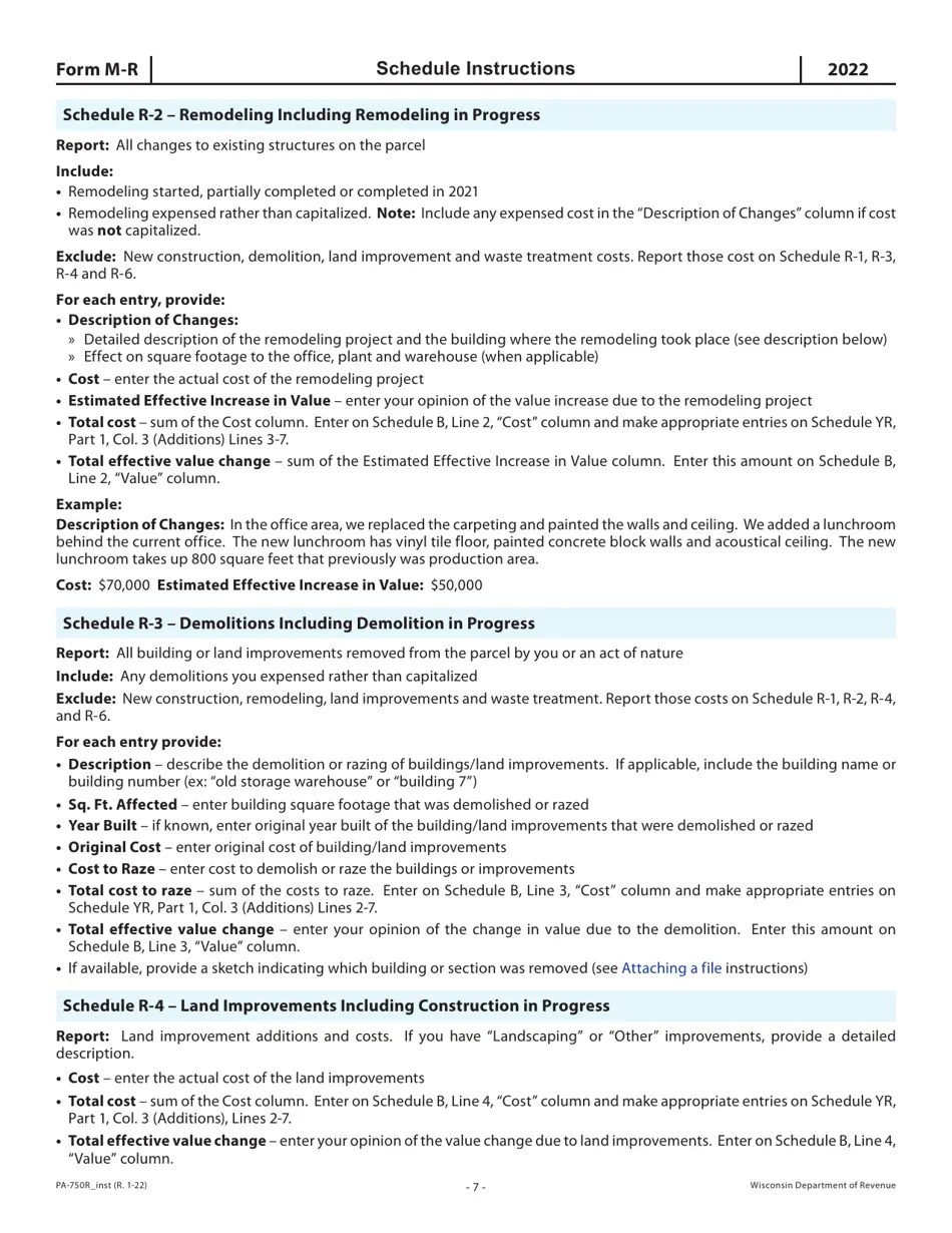 Download Instructions for Form MR, PA750R Wisconsin Manufacturing