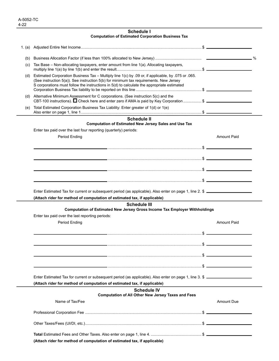 Form A5052TC Download Fillable PDF or Fill Online Estimated Summary