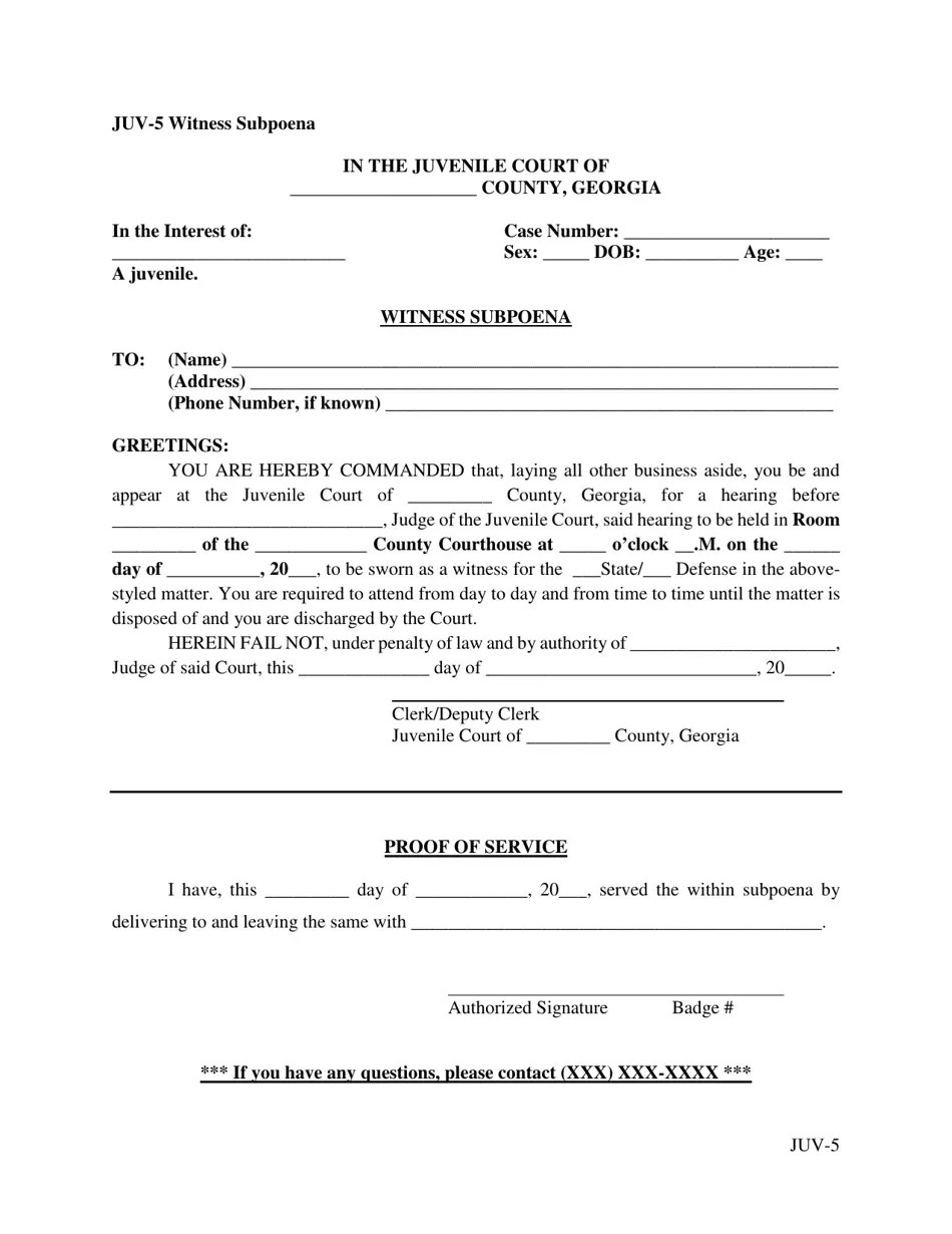 Form JUV5 Fill Out, Sign Online and Download Printable PDF,
