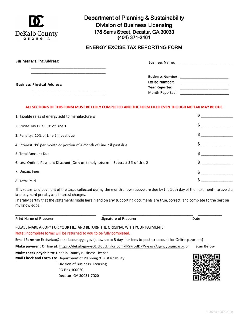 Form BL907 Fill Out, Sign Online and Download Fillable PDF, DeKalb