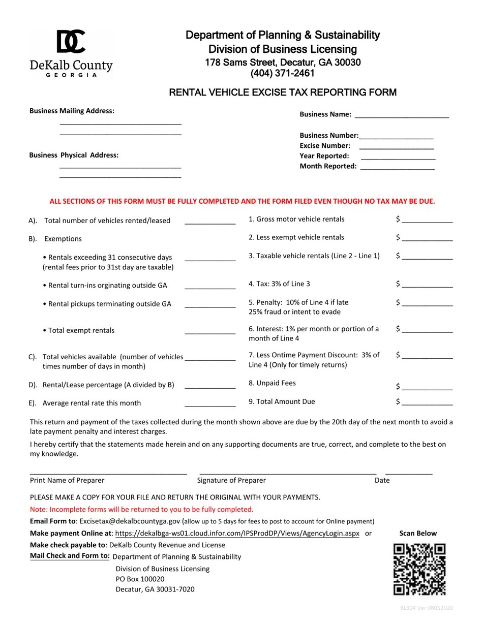 Form BL904 Fill Out, Sign Online and Download Fillable PDF, DeKalb