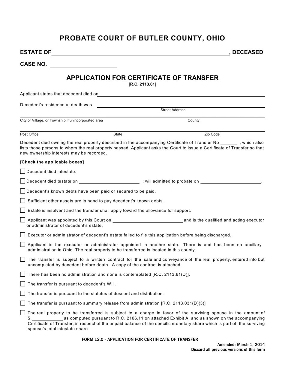 Form 12.0 Fill Out, Sign Online and Download Fillable PDF, Butler