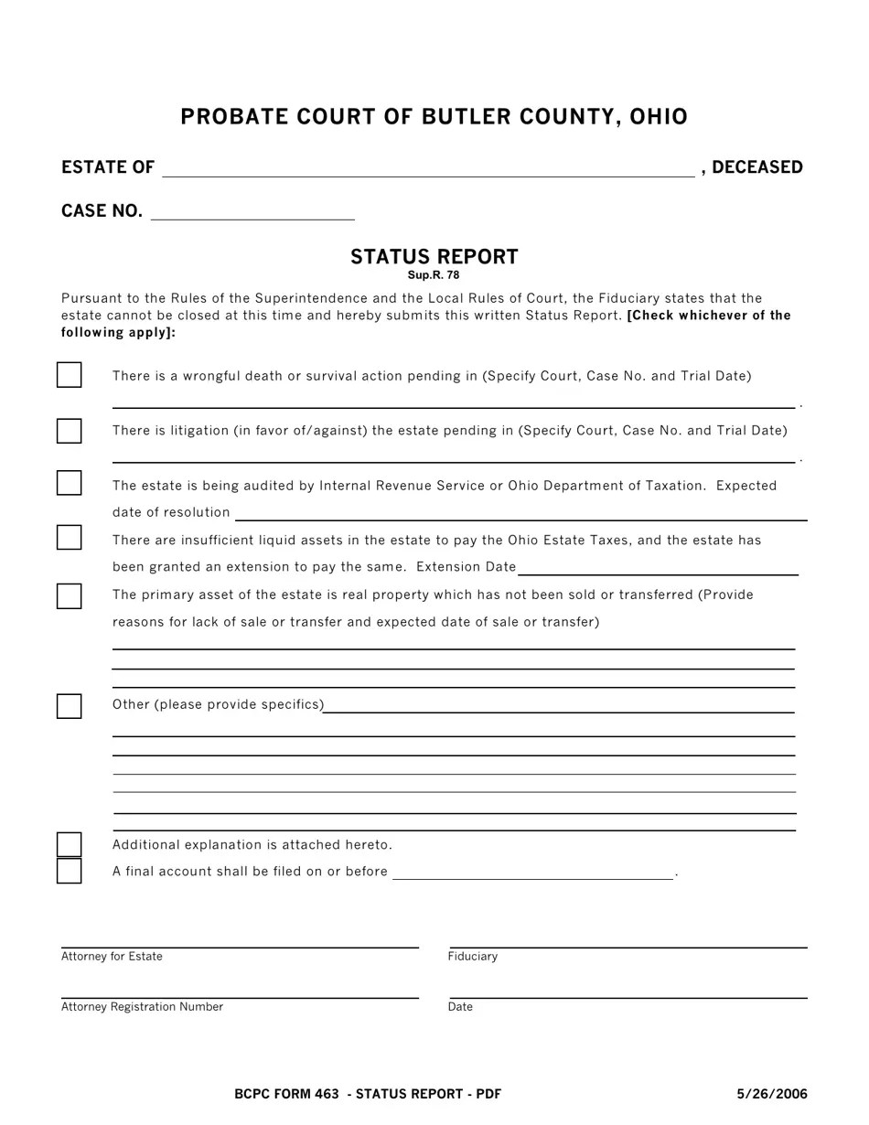 BCPC Form 463 Fill Out, Sign Online and Download Fillable PDF, Butler
