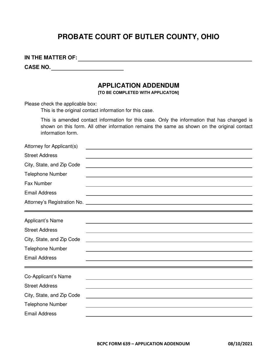 BCPC Form 639 Fill Out, Sign Online and Download Fillable PDF, Butler