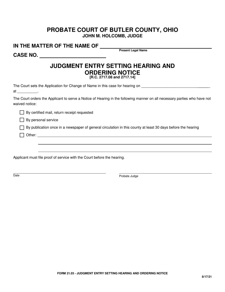 Form 21.03 Fill Out, Sign Online and Download Fillable PDF, Butler