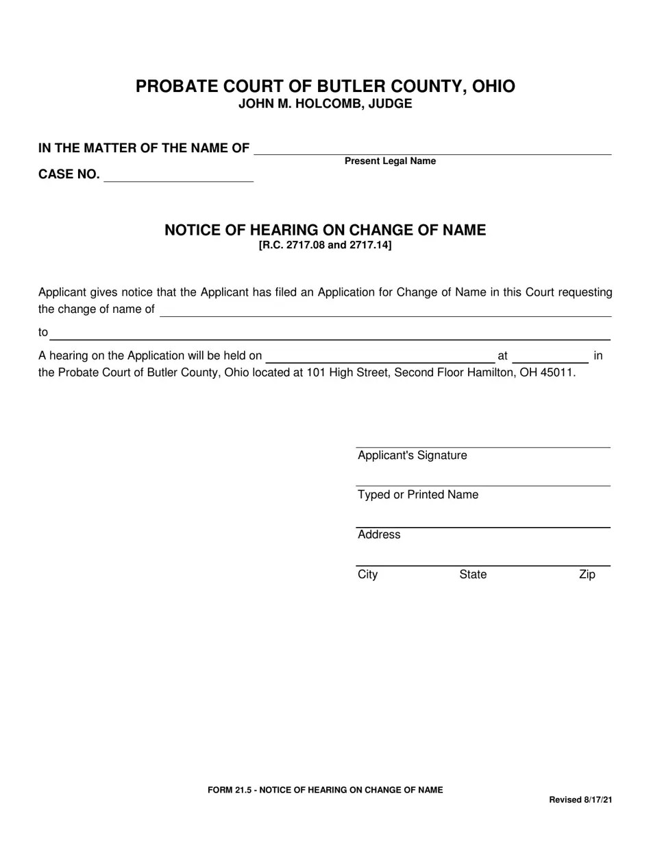 Form 21.5 Fill Out, Sign Online and Download Fillable PDF, Butler