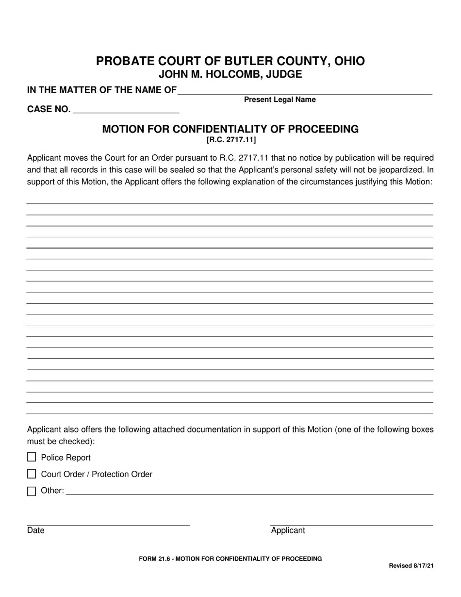 Form 21.6 Fill Out, Sign Online and Download Fillable PDF, Butler