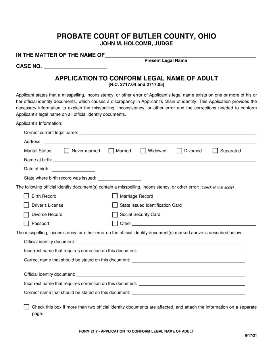 Form 21.7 Fill Out, Sign Online and Download Fillable PDF, Butler