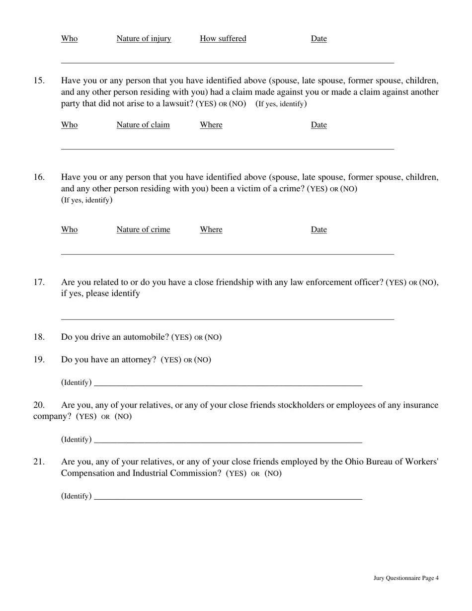 Belmont County, Ohio Juror Questionnaire Fill Out, Sign Online and