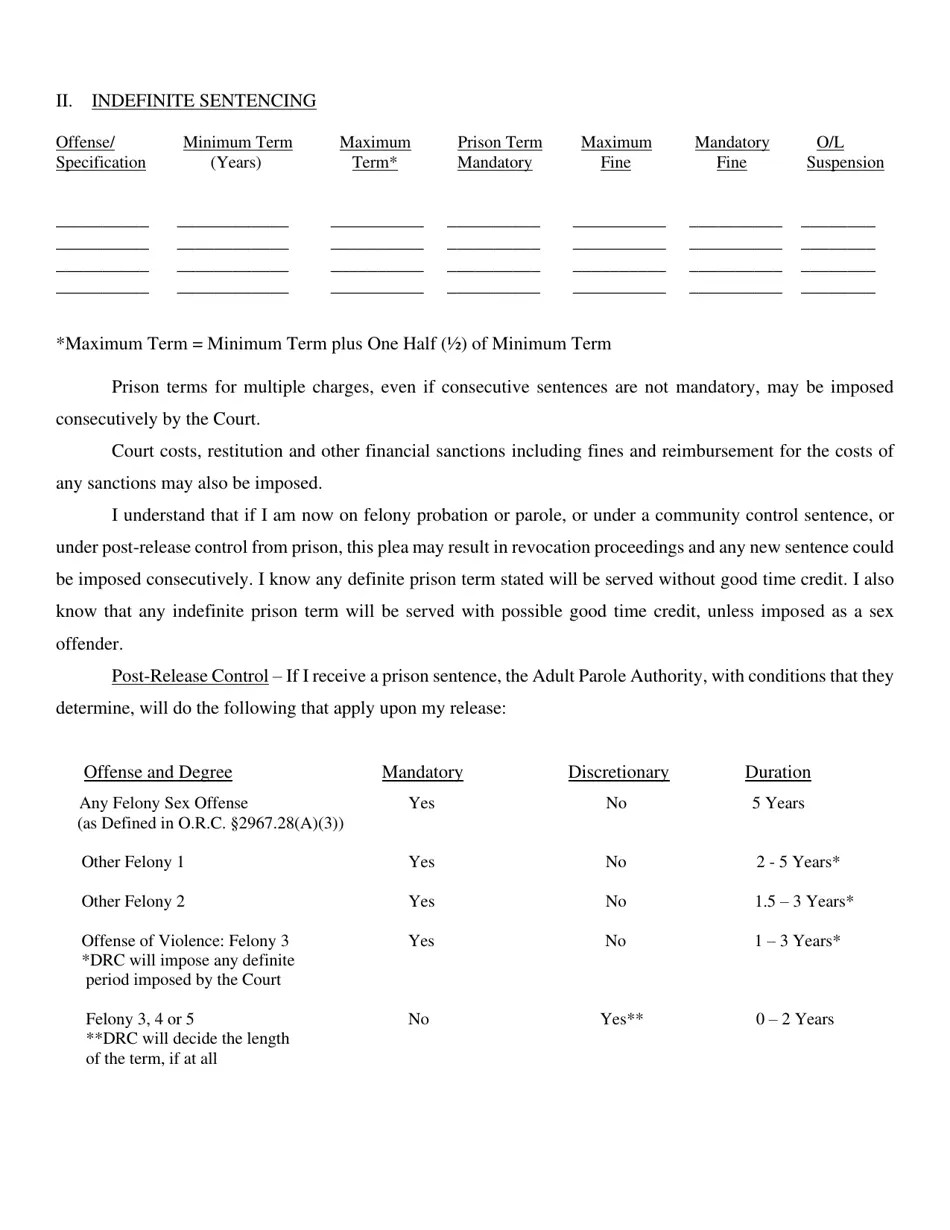 Belmont County, Ohio Plea of Guilty Petition Download Printable PDF