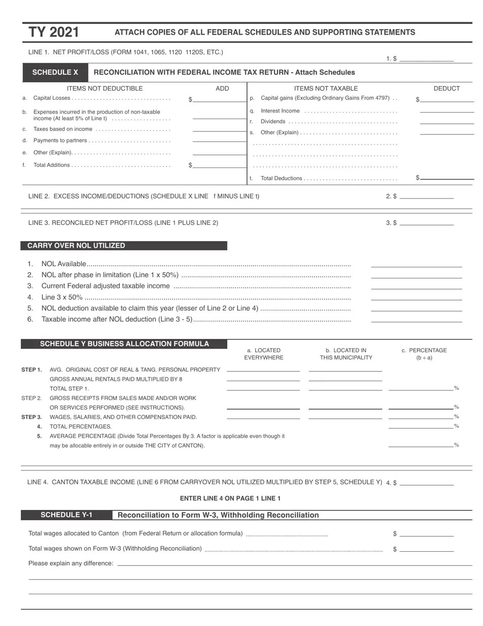 2021 City of Canton, Ohio Corporate Tax Return Fill Out, Sign