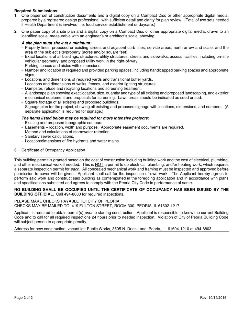 City of Peoria, Illinois Application for Building Permit (Non