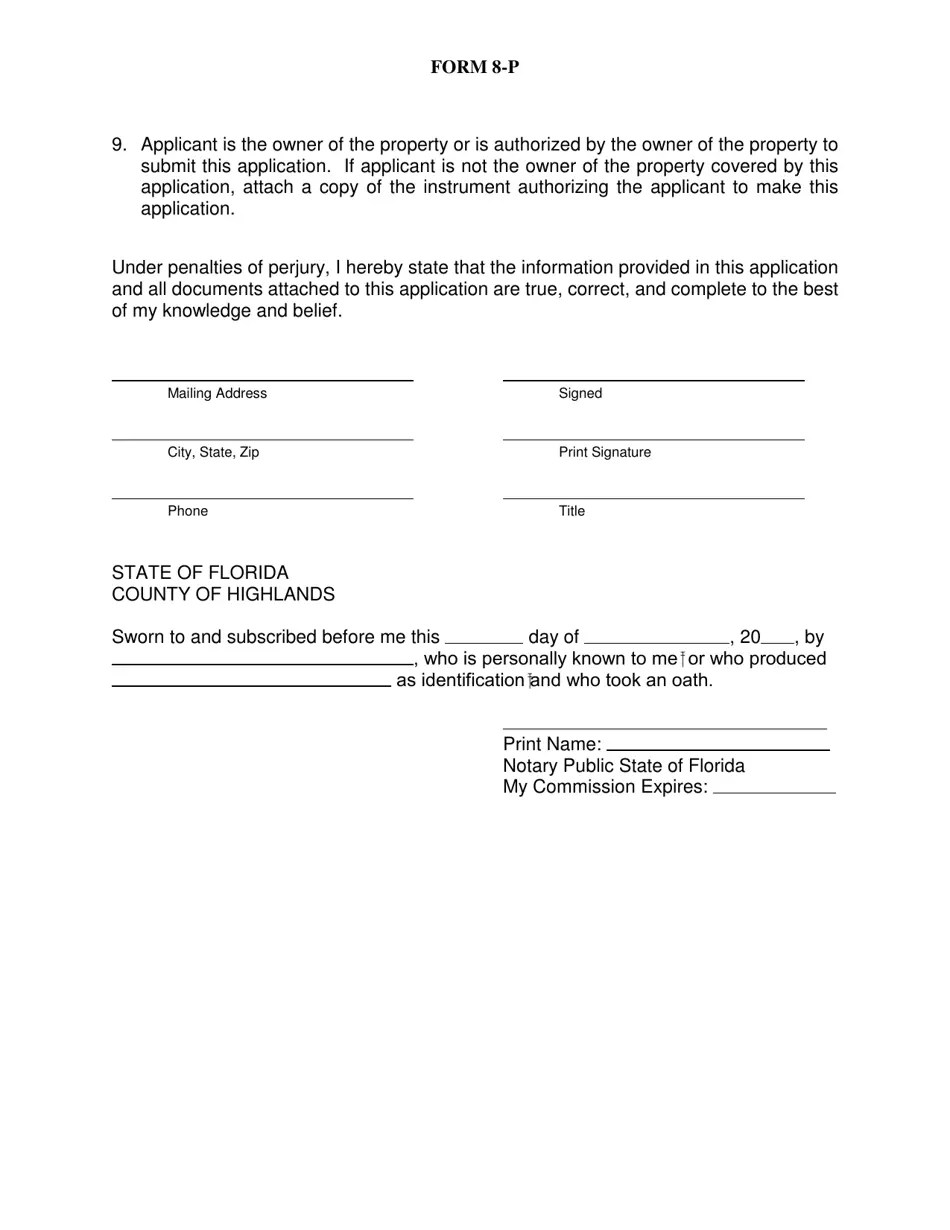 Form 8P Fill Out, Sign Online and Download Fillable PDF, Highlands