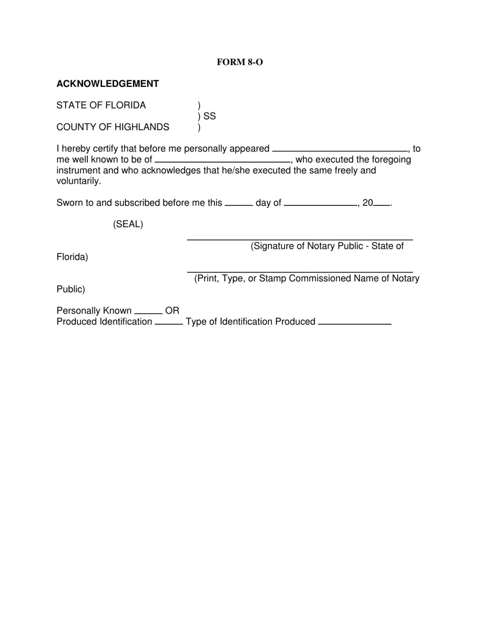 Form 8O Fill Out, Sign Online and Download Fillable PDF, Highlands