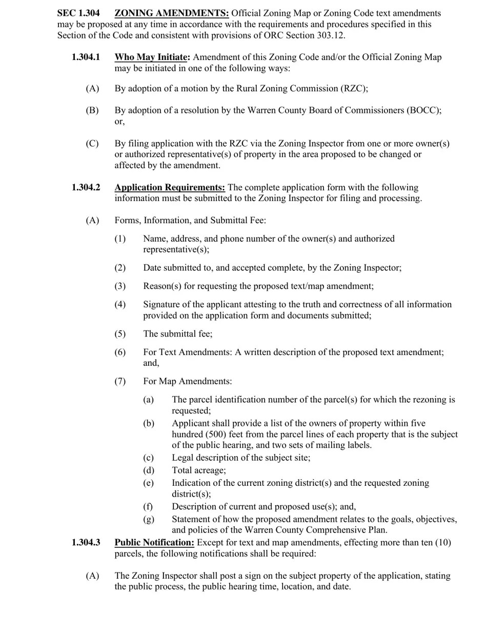 Warren County, Ohio Application for Zoning Map Amendment Download