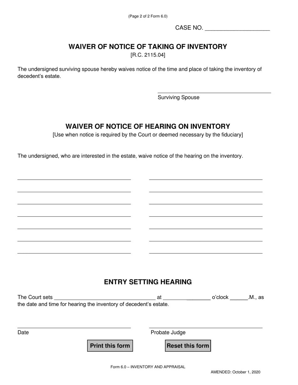 Form 6.0 Fill Out, Sign Online and Download Fillable PDF, Warren