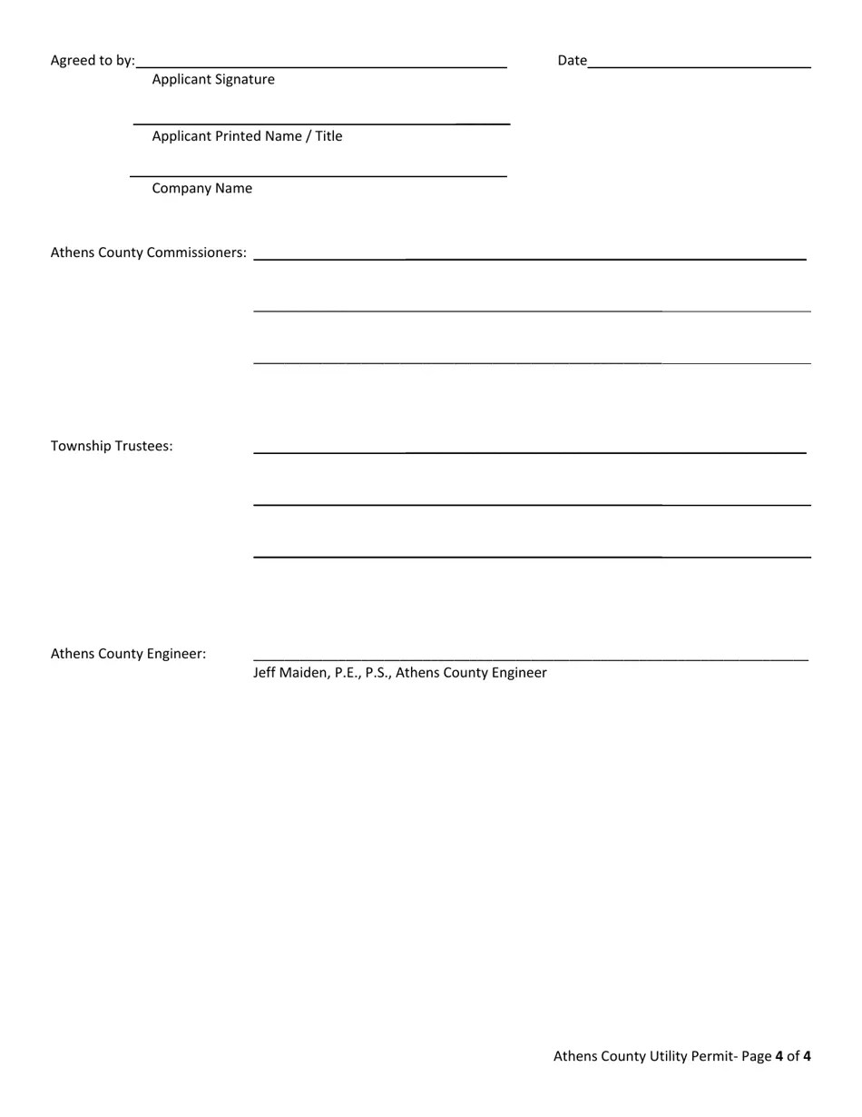 Athens County, Ohio Athens County Utility Application/Permit Fill Out