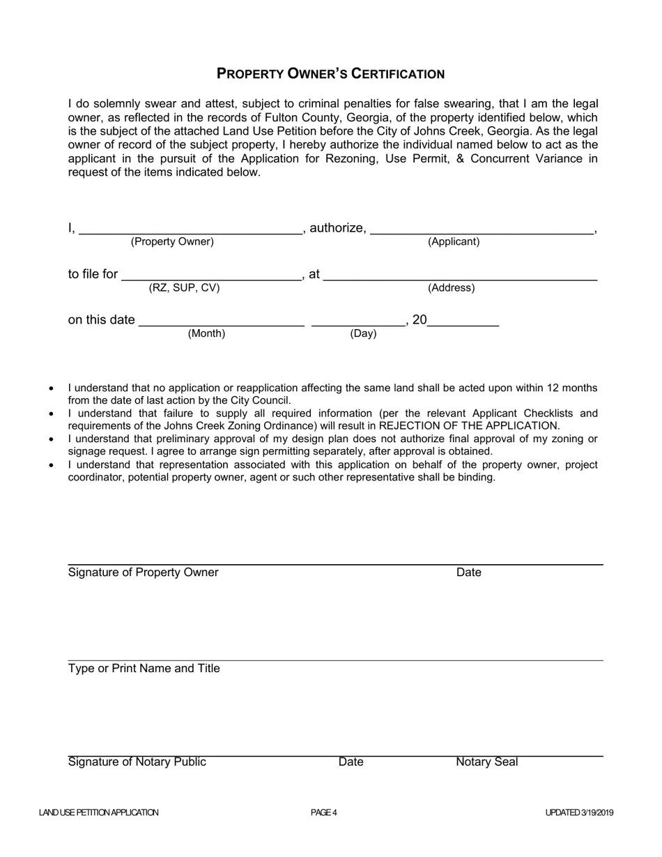 City of Johns Creek, (United States) Land Use Petition