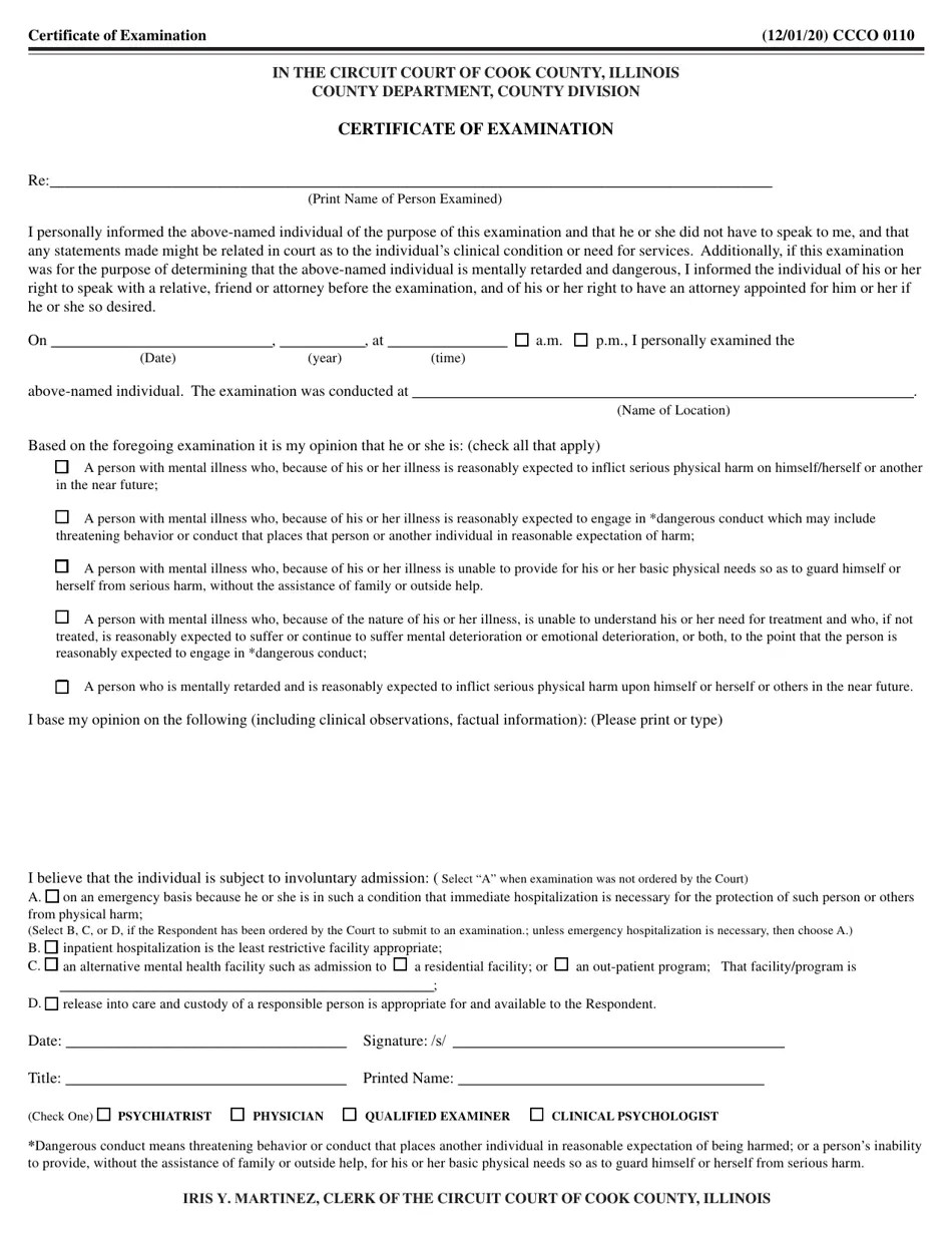 Form CCCO0110 Fill Out, Sign Online and Download Fillable PDF, Cook