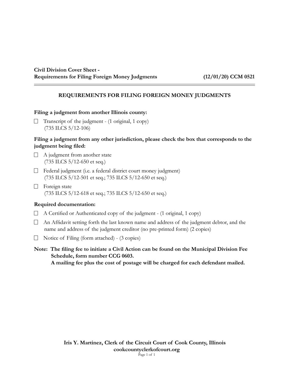Form CCM0521 Fill Out, Sign Online and Download Fillable PDF, Cook County, Illinois