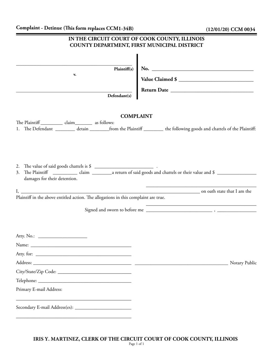 Form CCM0034 Fill Out, Sign Online and Download Fillable PDF, Cook