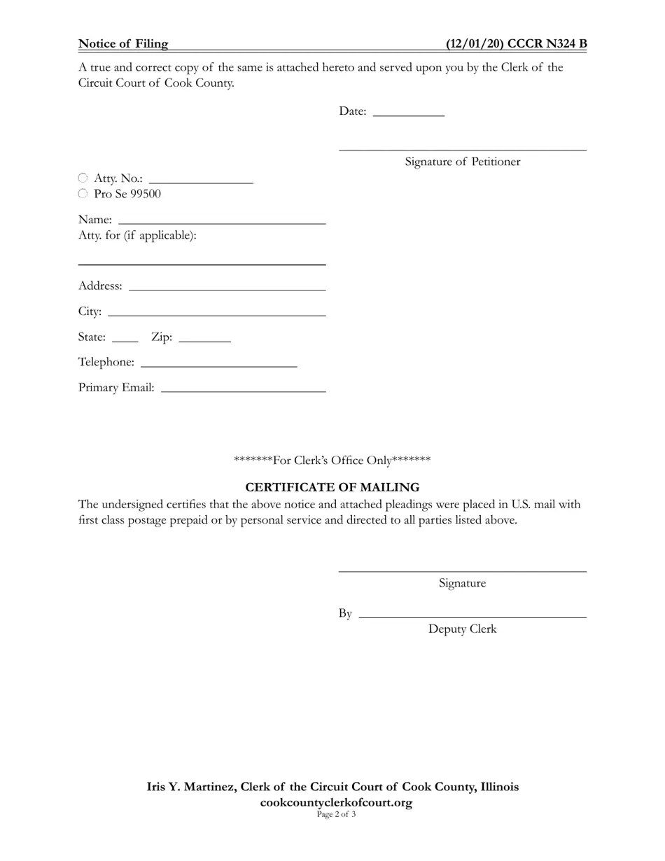 Form CCCR0324 Fill Out, Sign Online and Download Fillable PDF, Cook County, Illinois
