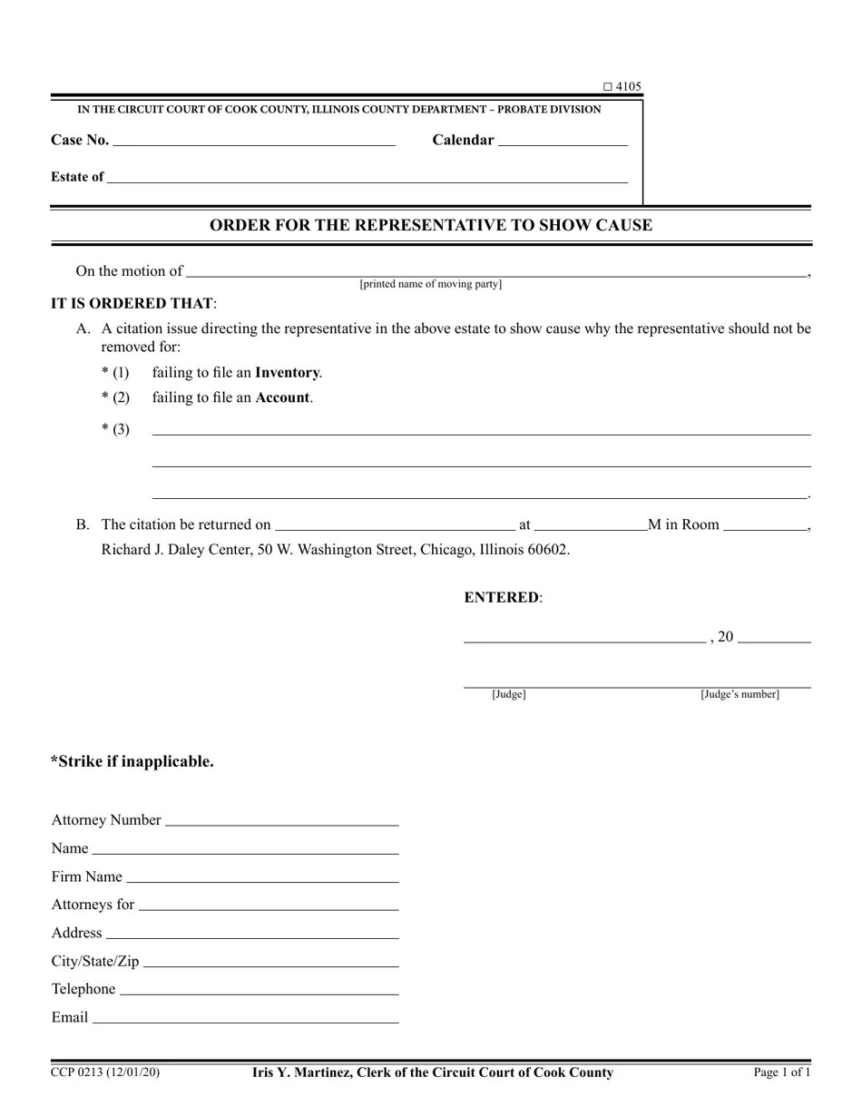Form CCP0213 Download Fillable PDF or Fill Online Order for the