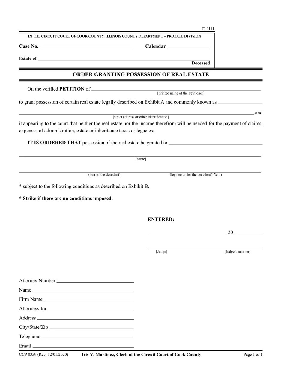 Form CCP0359 Fill Out, Sign Online and Download Fillable PDF, Cook
