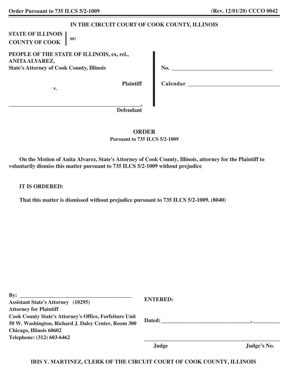 Form CCCO0042 Download Fillable PDF or Fill Online Order Cook County