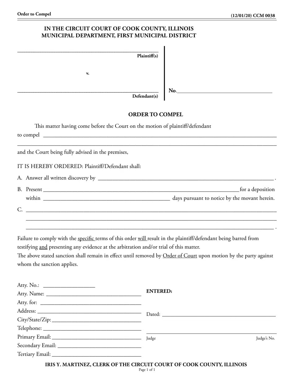 Form CCM0038 Fill Out, Sign Online and Download Fillable PDF, Cook