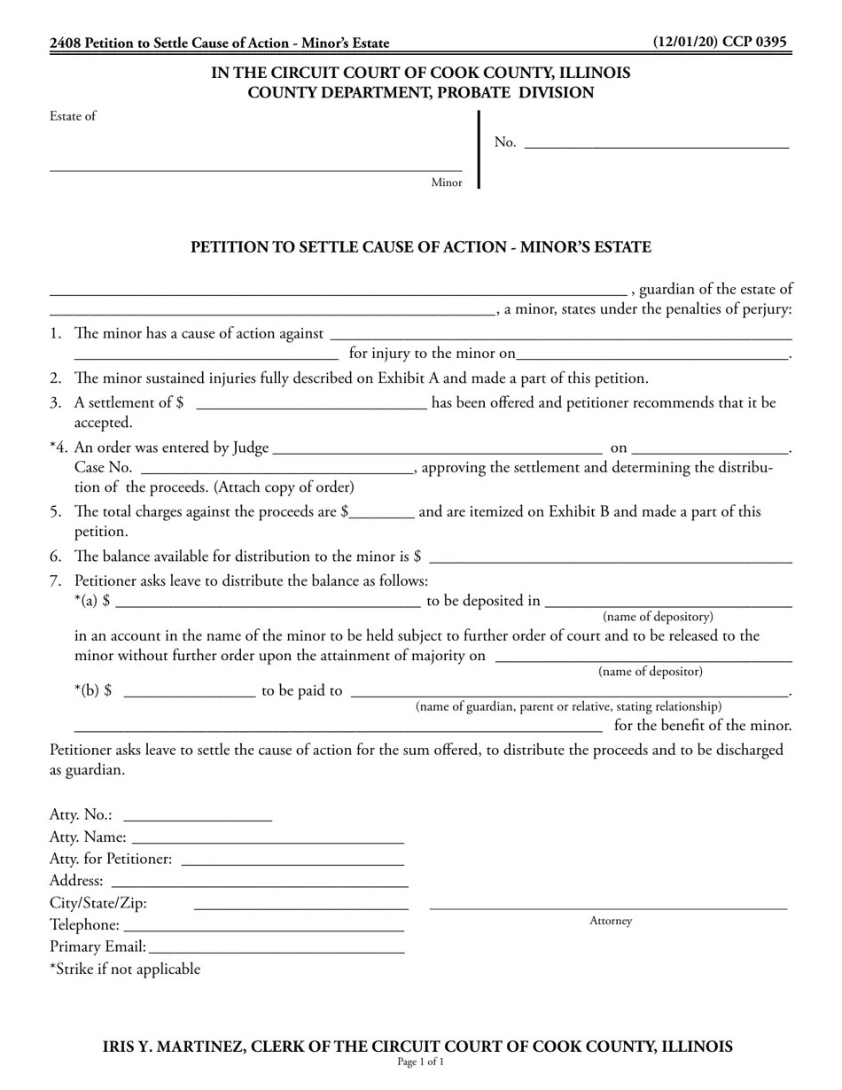 Form CCP0395 Fill Out, Sign Online and Download Fillable PDF, Cook