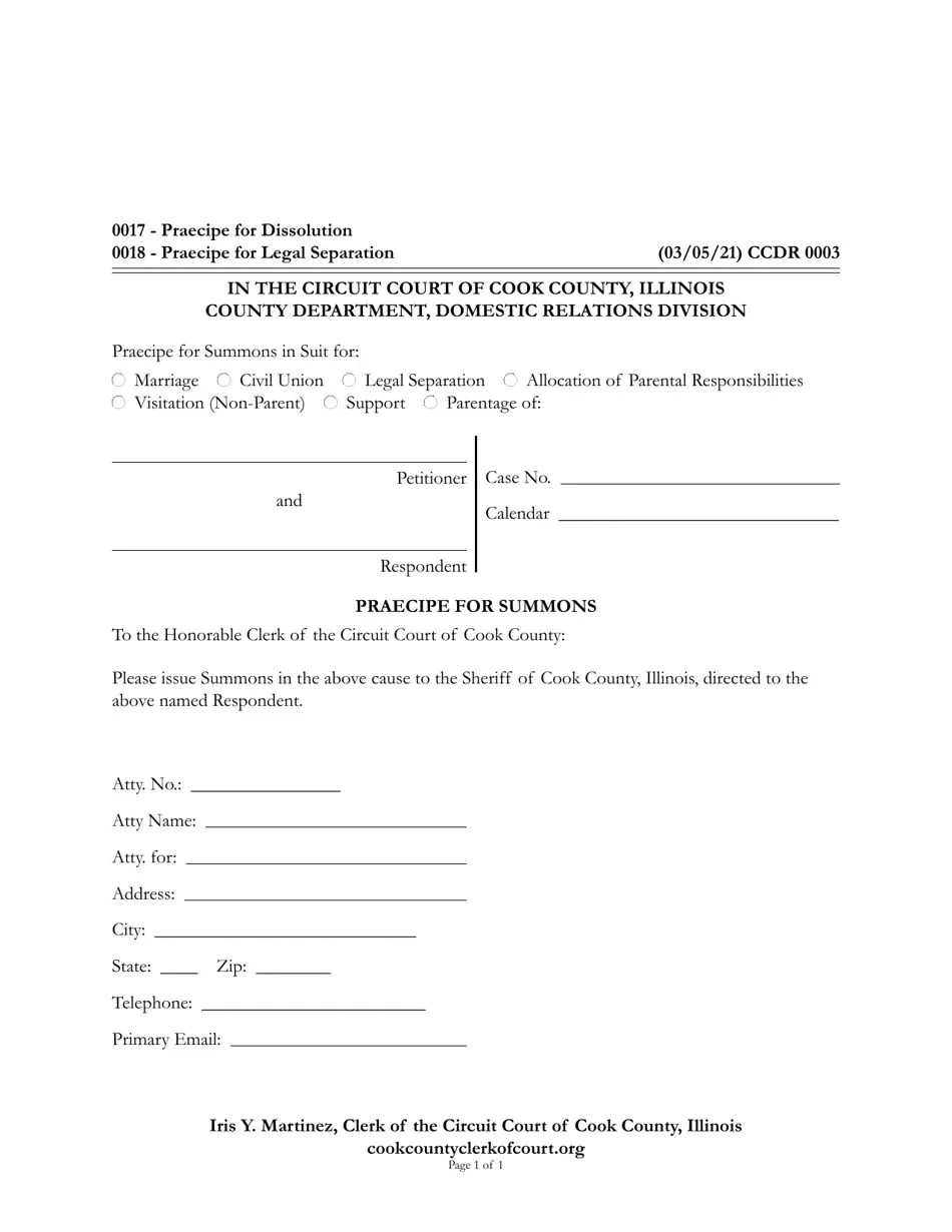 Form CCDR0003 Fill Out, Sign Online and Download Fillable PDF, Cook