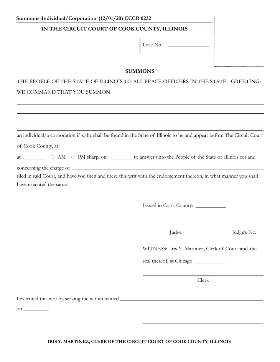 Form CCCR0232 Fill Out, Sign Online and Download Fillable PDF, Cook