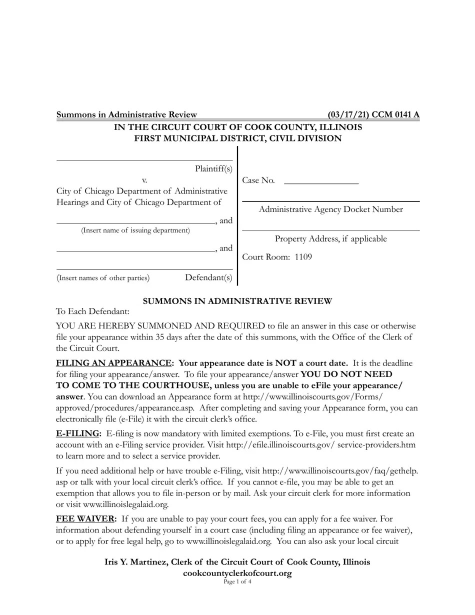 Form CCM0141 Fill Out, Sign Online and Download Fillable PDF, Cook
