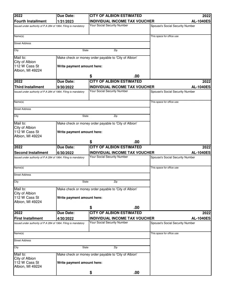 Form AL1040ES 2022 Fill Out, Sign Online and Download Printable