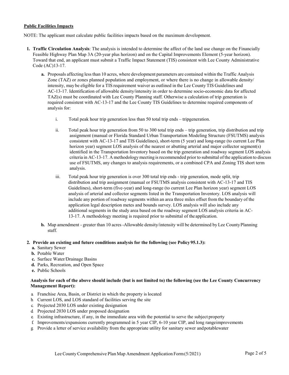 Lee County, Florida Comprehensive Plan Map Amendment Application Form