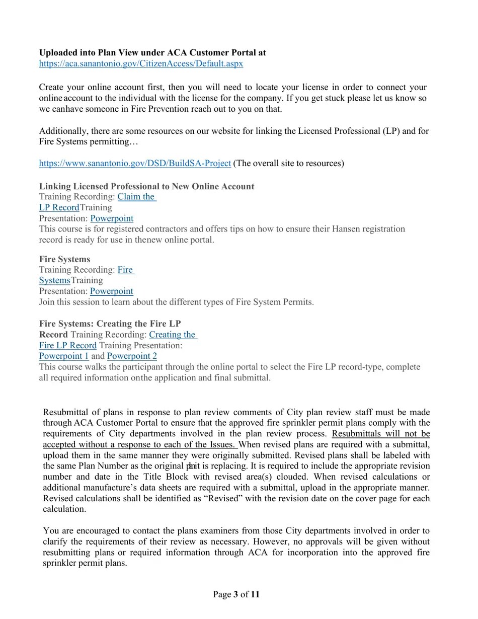 City of San Antonio, Texas Fire Sprinkler Permit Application Fill Out