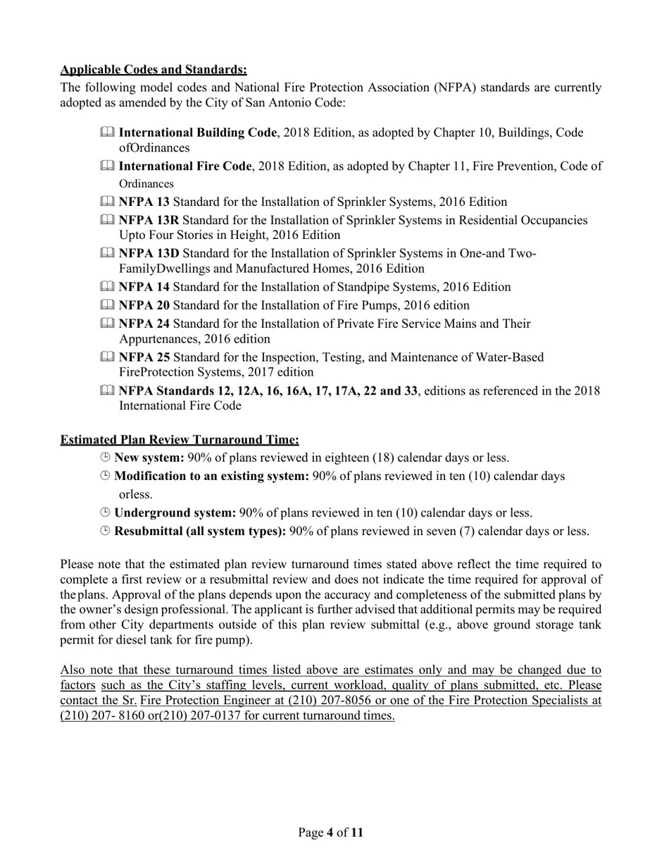 City of San Antonio, Texas Fire Sprinkler Permit Application Fill Out