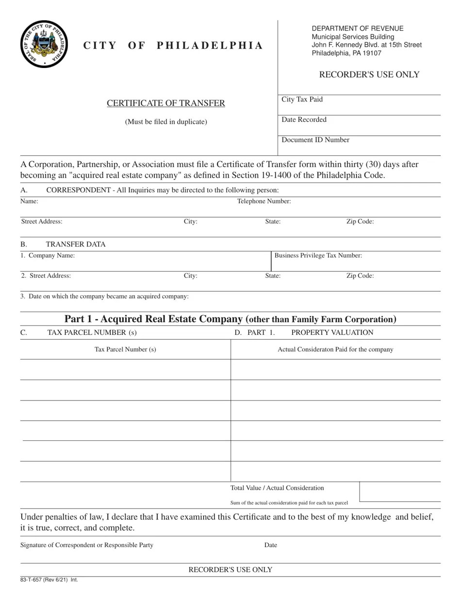 Form 83T657 Fill Out, Sign Online and Download Fillable PDF, City