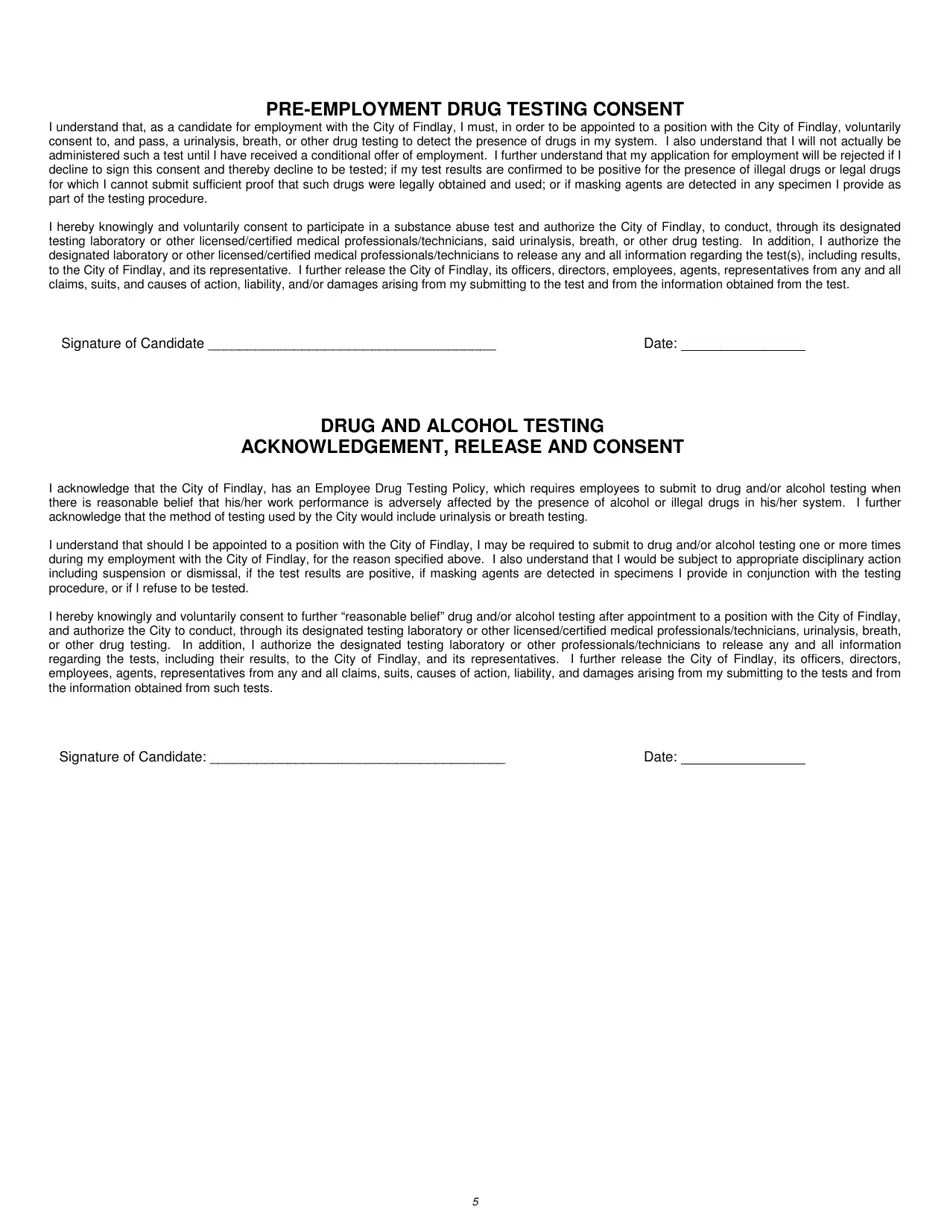 City of Findlay, Ohio Employment Applicatiinon Fill Out, Sign Online