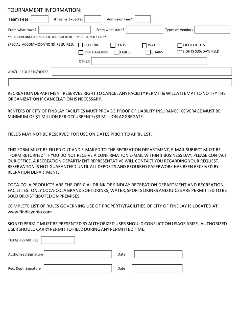 City of Findlay, Ohio Soccer Field Permit Fill Out, Sign Online and