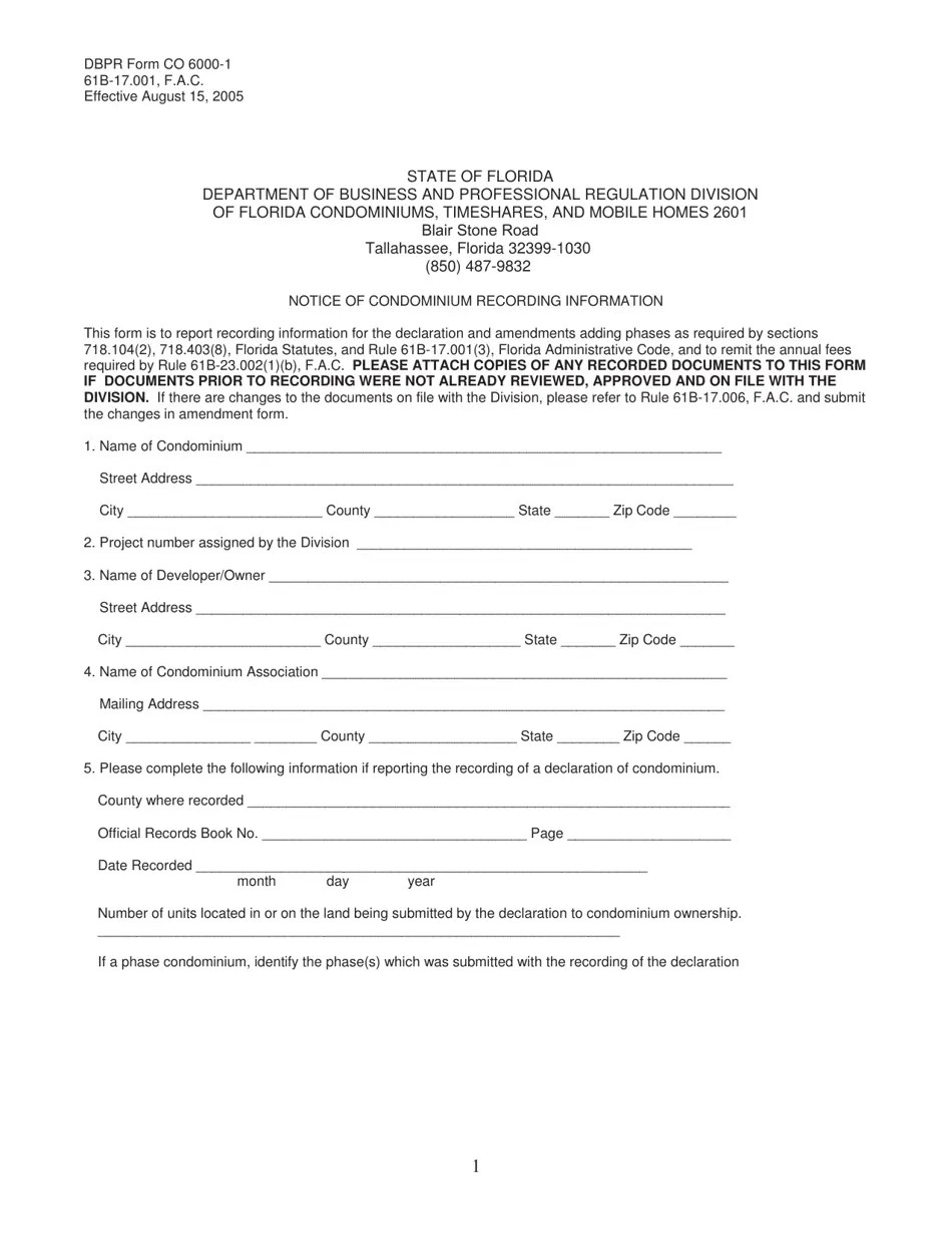 DBPR Form CO60001 Fill Out, Sign Online and Download Printable PDF